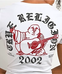 True Religion Buddha Rhinestone White V-Neck T-Shirt