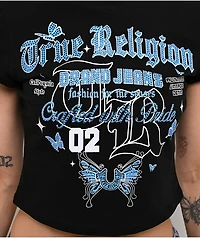 True Religion Butterfly Black Crop T-Shirt
