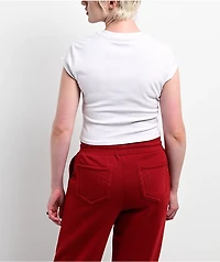 True Religion Butterfly Ruched White Crop T-Shirt