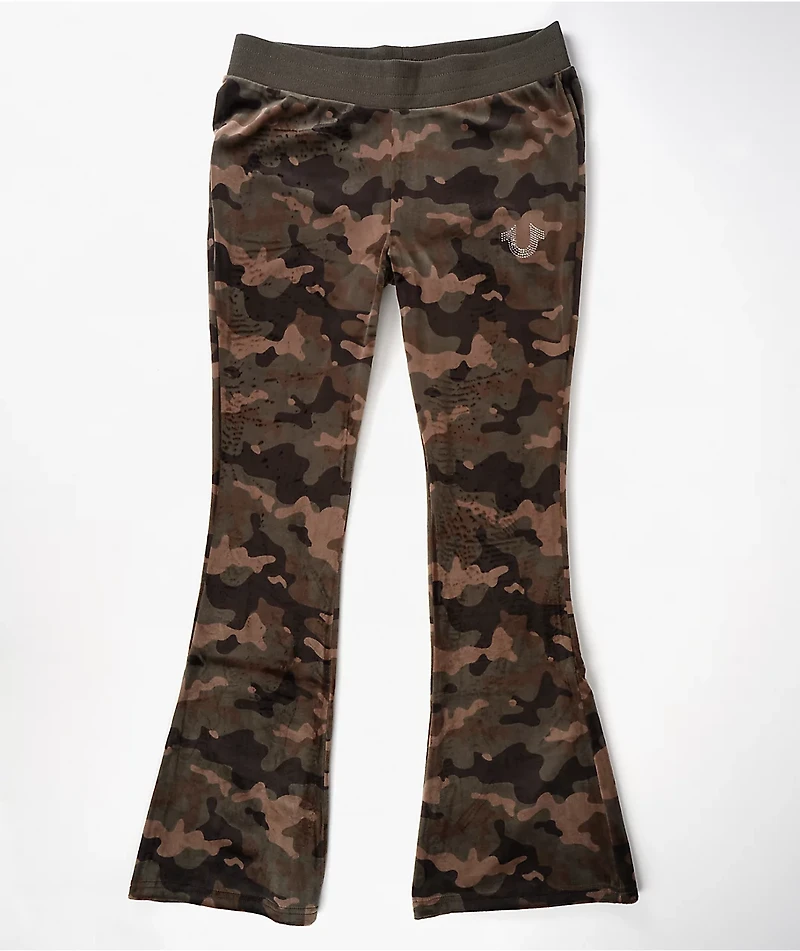 True Religion Camo Velour Flare Sweatpants