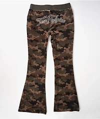 True Religion Camo Velour Flare Sweatpants