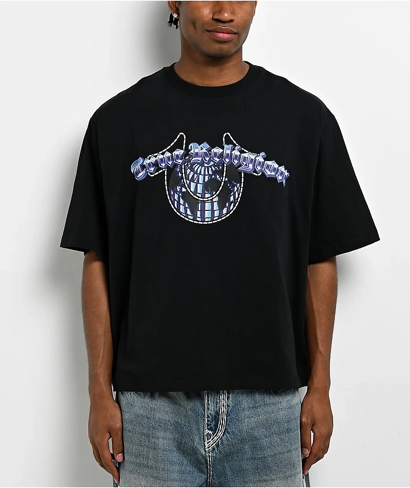 True Religion Chrome Logo Black Heavyweight Boxy T-Shirt