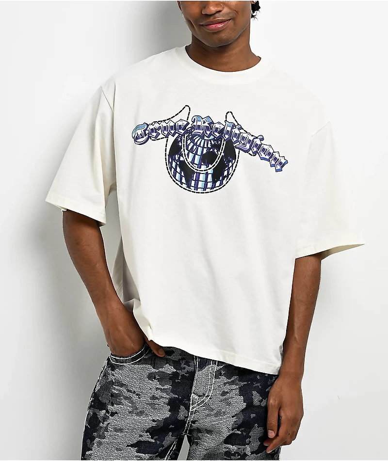 True Religion Chrome Logo Winter White Heavyweight Boxy T-Shirt