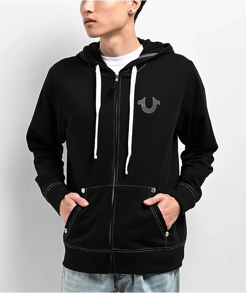 True Religion Classic Logo Black Zip Hoodie
