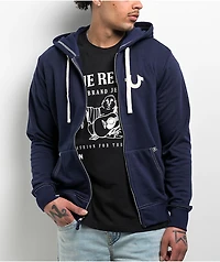 True Religion Classic Logo Blue Zip Hoodie