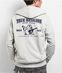 True Religion Classic Logo Heather Grey Zip Hoodie