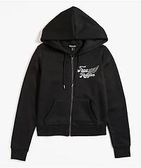 True Religion Classic Winged Crystal Black Zip Hoodie