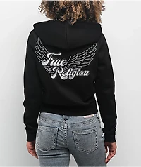 True Religion Classic Winged Crystal Black Zip Hoodie