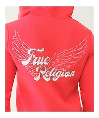 True Religion Classic Winged Crystal Scarlet Zip Hoodie