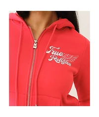 True Religion Classic Winged Crystal Scarlet Zip Hoodie