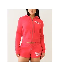 True Religion Classic Winged Crystal Scarlet Zip Hoodie