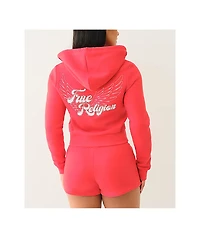 True Religion Classic Winged Crystal Scarlet Zip Hoodie