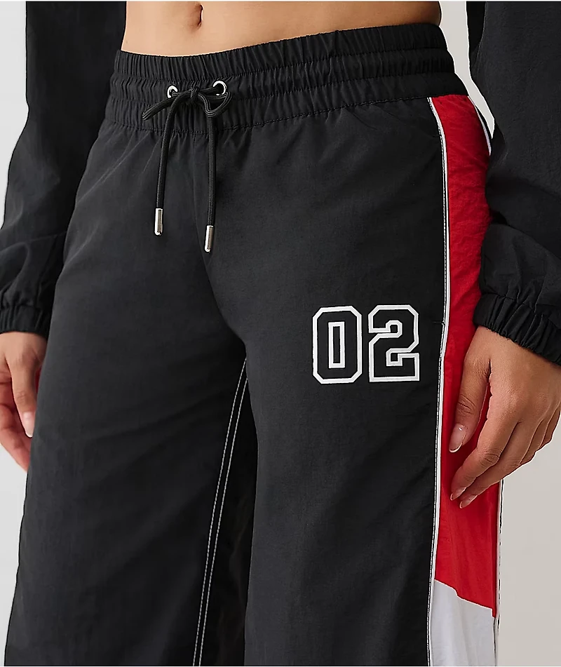 True Religion Colorblock Black Wide Leg Track Pants