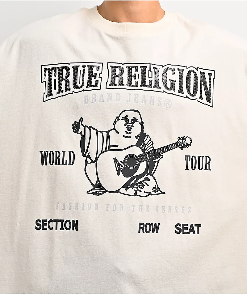 True Religion Concert Logo Cream Oversized T-Shirt