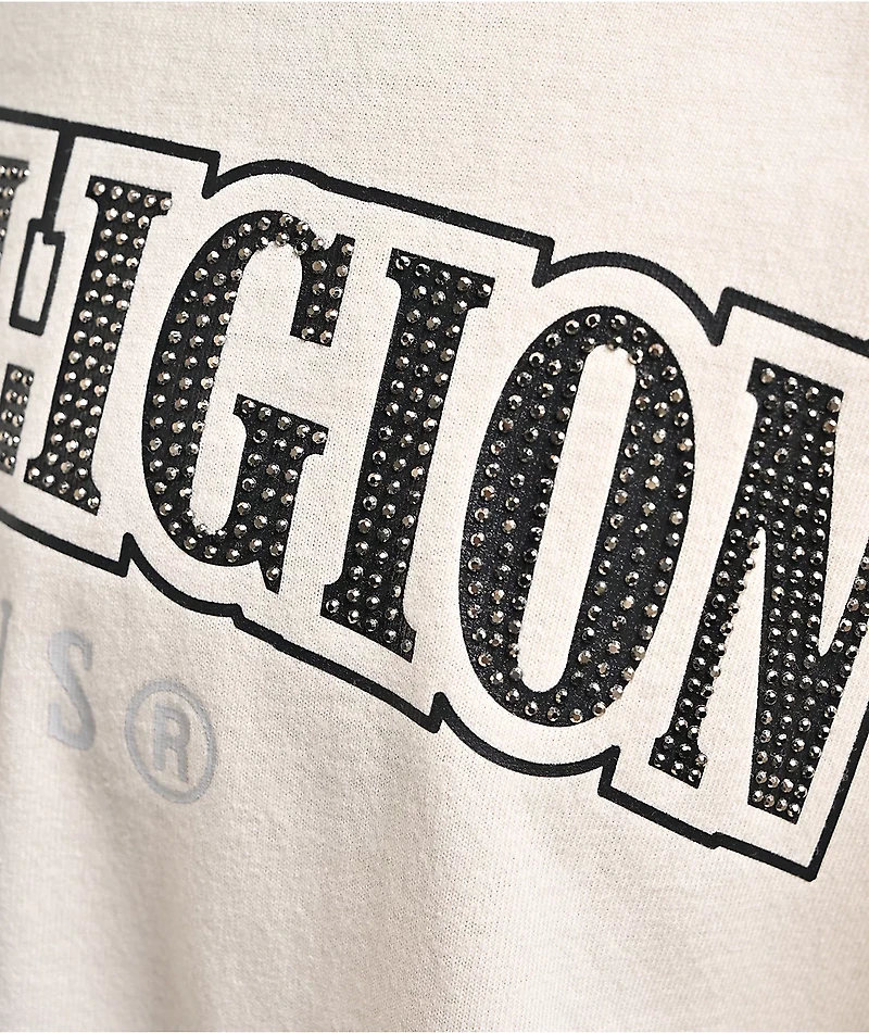 True Religion Concert Logo Cream Oversized T-Shirt