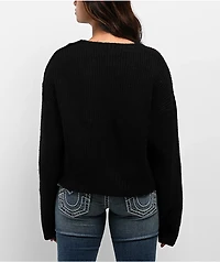 True Religion Convertible Cold Shoulder Black Sweater