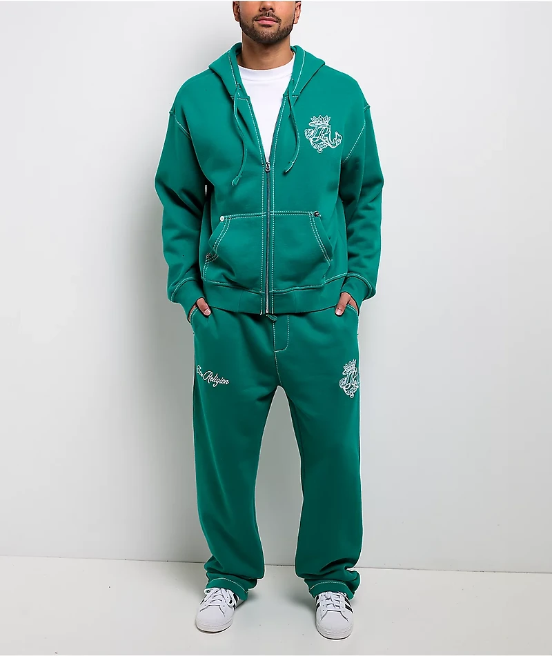 True Religion Crest Big T Oak Leaf Zip Hoodie