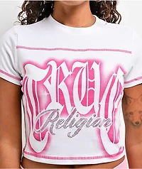True Religion Crystal Airbrush White Crop T-Shirt