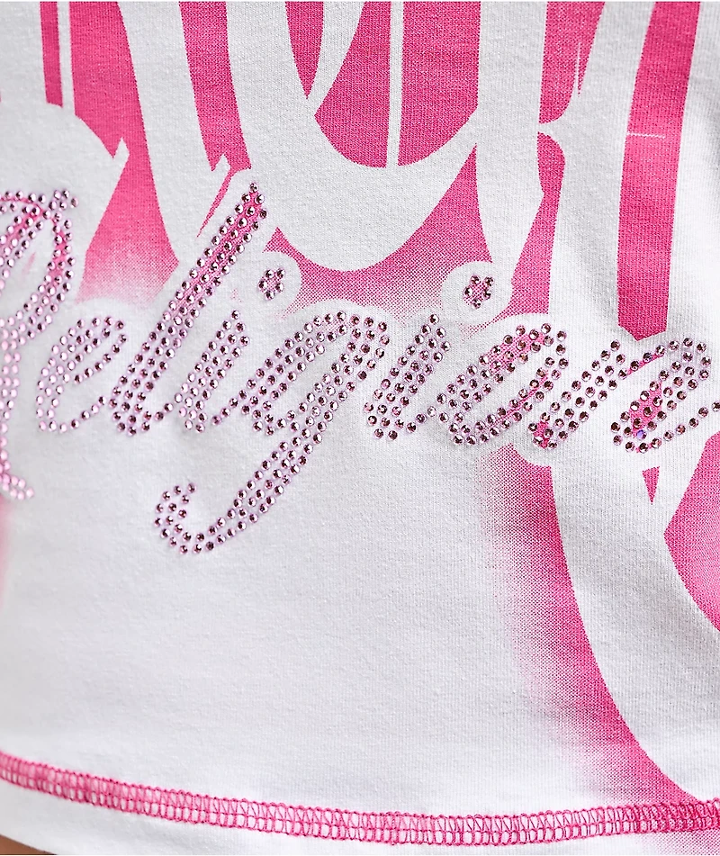 True Religion Crystal Airbrush White Crop T-Shirt