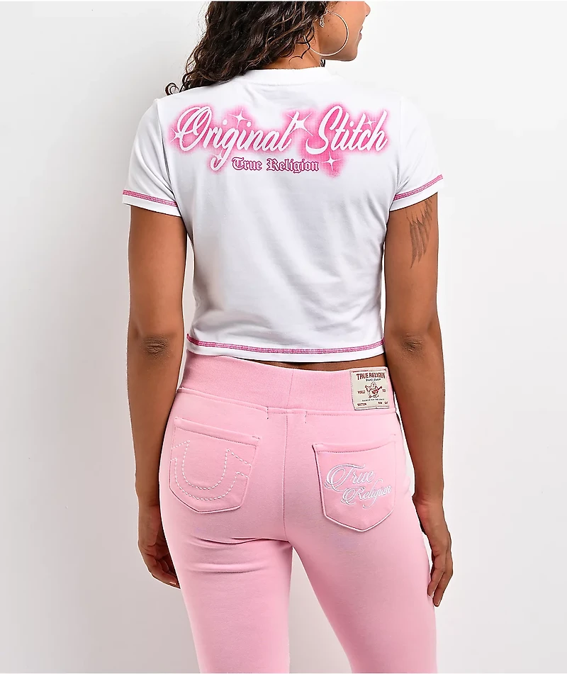 True Religion Crystal Airbrush White Crop T-Shirt
