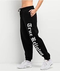 True Religion Crystal Black Boyfriend Jogger Sweatpants