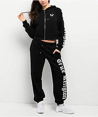 True Religion Crystal Black Boyfriend Jogger Sweatpants
