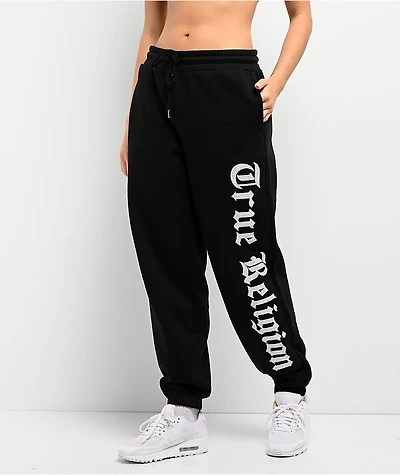 True Religion Crystal Black Boyfriend Jogger Sweatpants