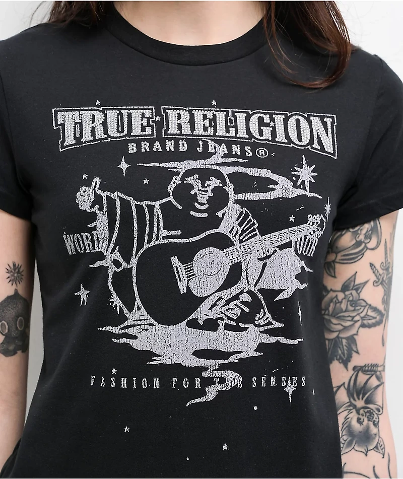 True Religion Crystal Buddha Black T-Shirt