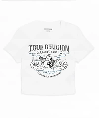 True Religion Crystal Buddha Burnout White Crop T-Shirt
