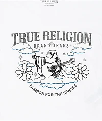 True Religion Crystal Buddha Burnout White Crop T-Shirt