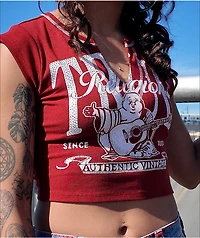 True Religion Crystal Buddha Notch Rib Crop T-Shirt