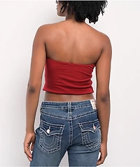 True Religion Crystal Buddha Red Tube Top