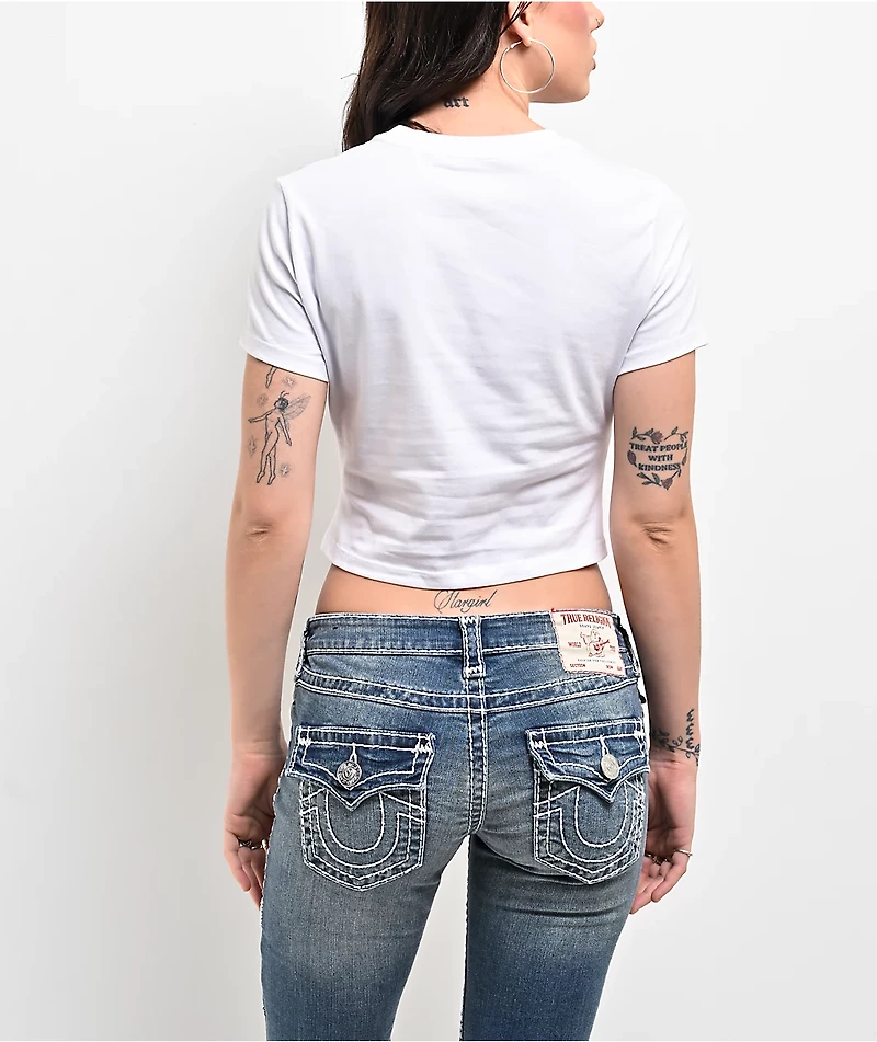 True Religion Crystal Buddha White Crop T-Shirt