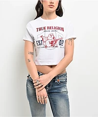 True Religion Crystal Buddha White Crop T-Shirt