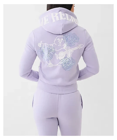 True Religion Crystal Classic Lilac Zip Hoodie