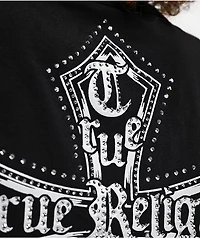 True Religion Crystal Cross Black Notch Crop T-Shirt