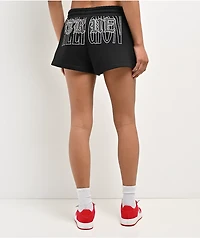 True Religion Crystal Embroidered Black Sweat Shorts