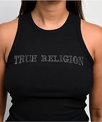 True Religion Crystal Goddess Black Tank Top