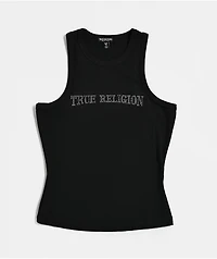 True Religion Crystal Goddess Black Tank Top