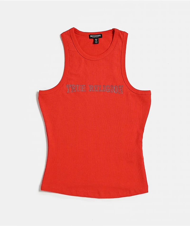 True Religion Crystal Goddess Red Tank Top