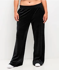 True Religion Crystal Horseshoe Black Straight Leg Velour Pants