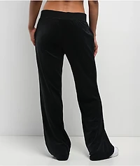 True Religion Crystal Horseshoe Black Straight Leg Velour Pants