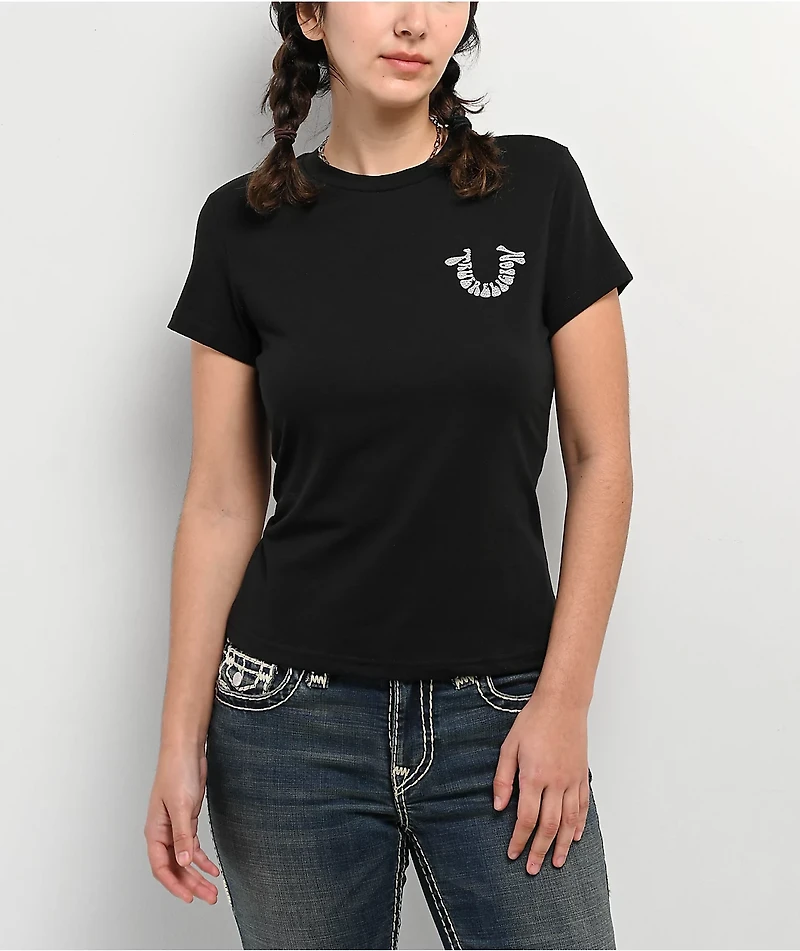 True Religion Crystal Horseshoe Black T-Shirt