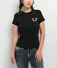 True Religion Crystal Horseshoe Black T-Shirt