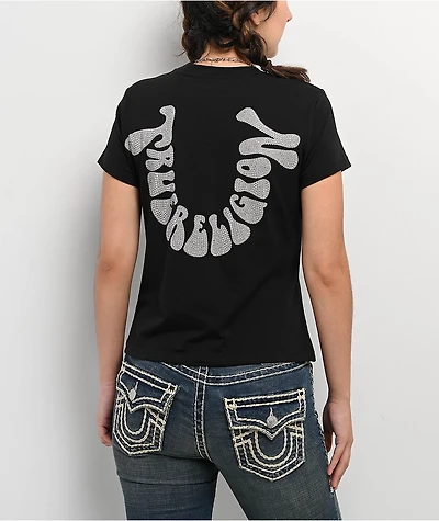 True Religion Crystal Horseshoe Black T-Shirt