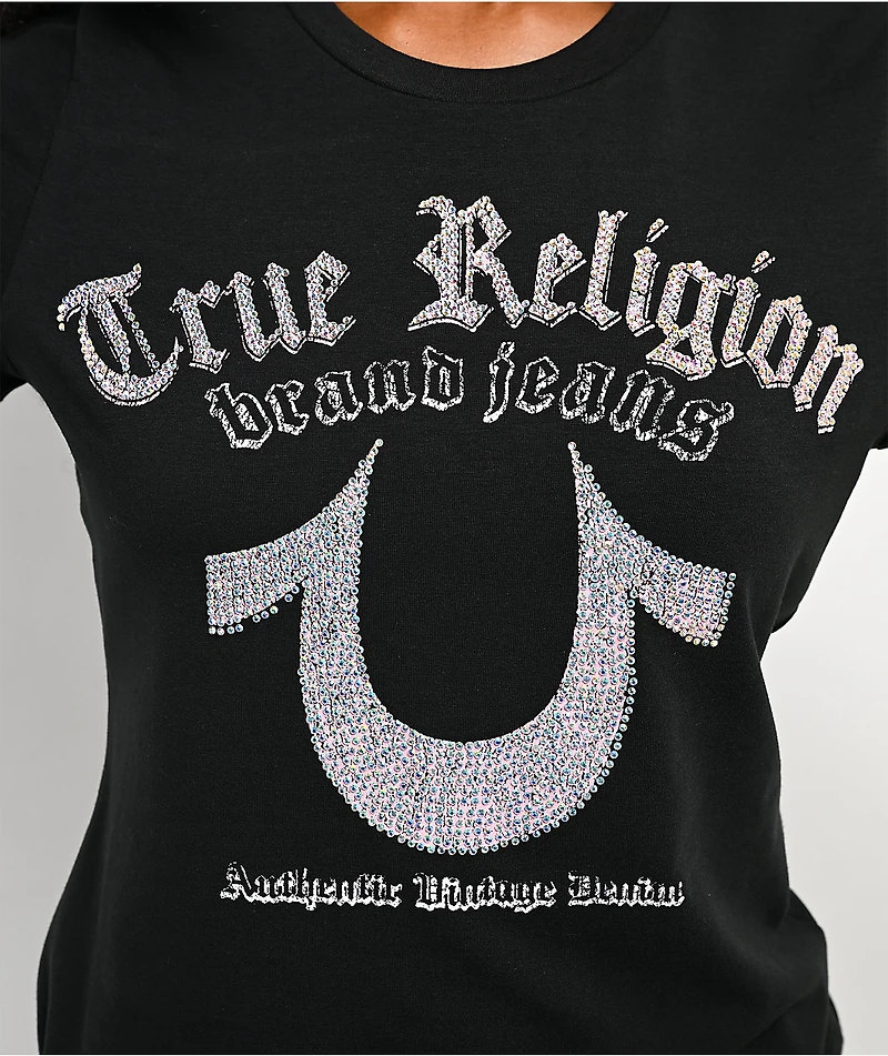 True Religion Crystal Horseshoe Black T-Shirt