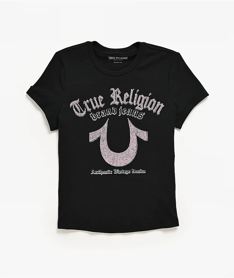 True Religion Crystal Horseshoe Black T-Shirt