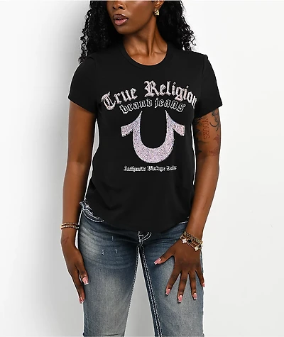 True Religion Crystal Horseshoe Black T-Shirt