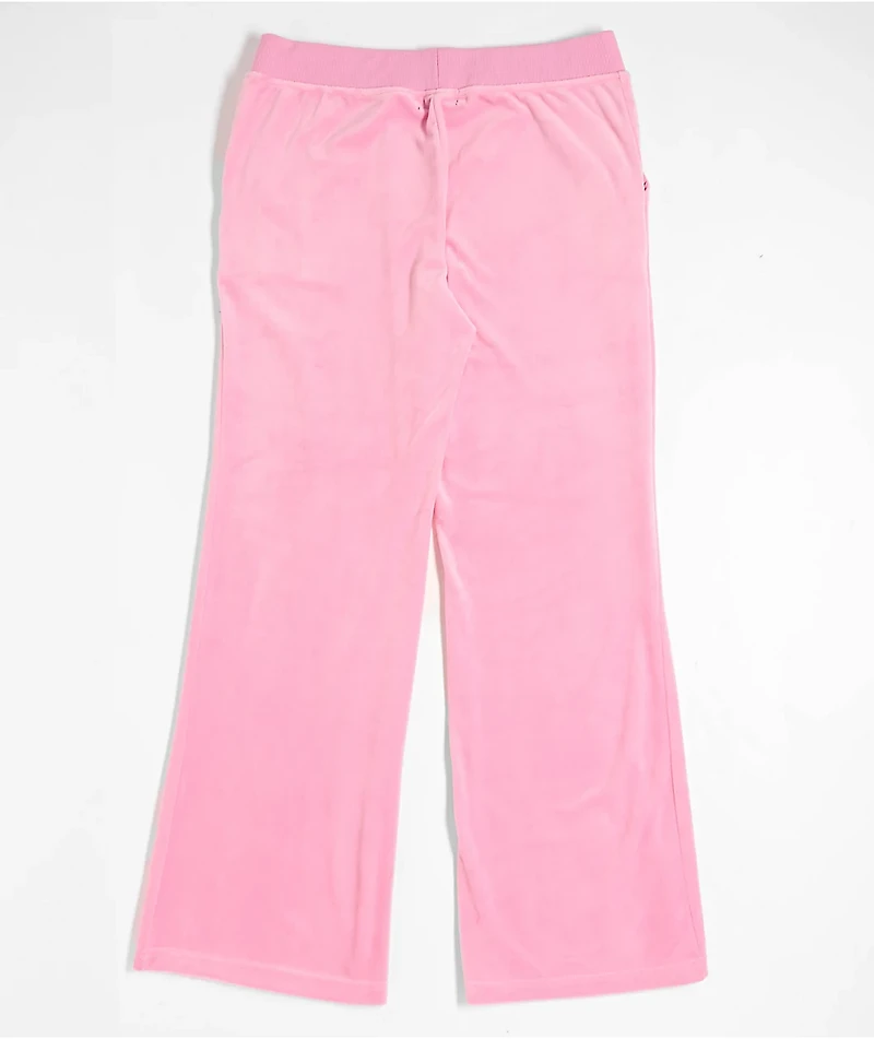 True Religion Crystal Horseshoe Pink Velour Track Pants