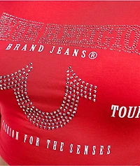 True Religion Crystal Horseshoe Spicy Red Crop T-Shirt